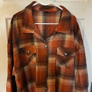 Shein Plaid Longline Button-Up Coat